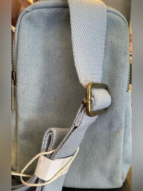Light Blue Canvas Crossbody Bag